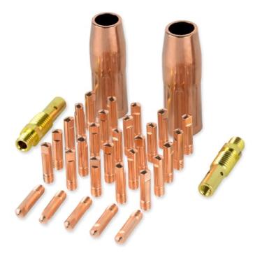 Imagem de YesRight Acessório de pistola de solda Mig, kit de substituição de soldador de 0,1 cm para Lincoln Magnum 100L Tweco Mini/#1, 30 pontas de soldagem 0,1 cm + 2 bocais de gás + 2 peças de difusor de gás