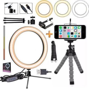 Imagem de Tripé Flexível Mesa Portátil Iluminador Ring Light Led Anel Celular Un