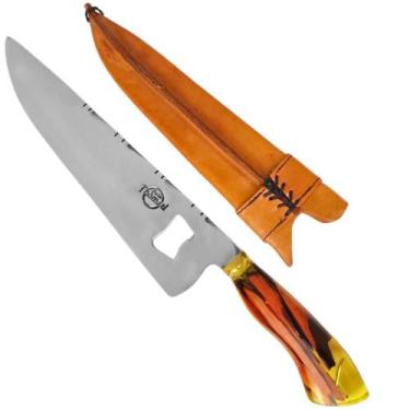 Imagem de Faca Grossa Picanheira 4mm 10' Cabo Híbrido Artesanal Aço Inox Cirúrgi