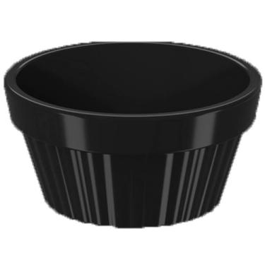 Imagem de Ramequim Canelado Preto Oval Plástico 60ml Uno Coza Molhos Shoyu Ramek