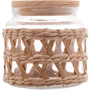 Imagem de Pote Hermético de Vidro 520ml Sisal Tampa Madeira Porta Mantimentos Wo