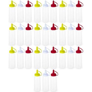 Imagem de Kit 30 Bisnagas Plásticas para Molhos 250ml Ketchup Mostarda Maionese 