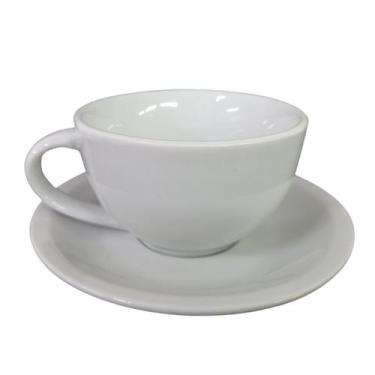 Imagem de Xícara para Latte Art Cappuccino 200ml fundo oval Branca com Pires - A