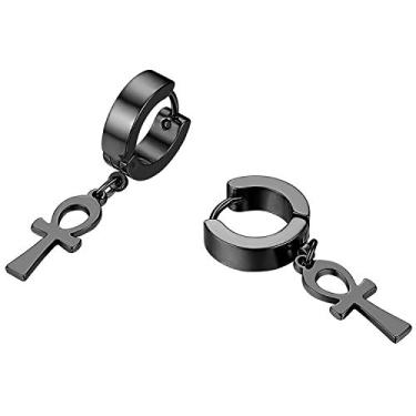 Imagem de Brincos de argola de piercing masculino com dobradiça e cruz no tornozelo para Páscoa, Natal, casamento, Dia dos Namorados