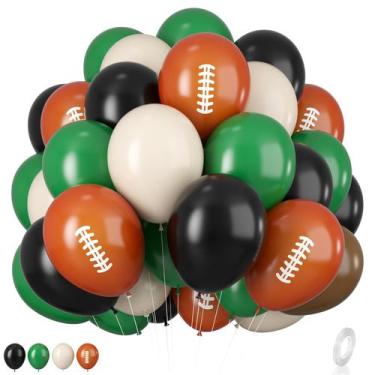 Imagem de Balões de Futebol Biapian 30cm - Verde Escuro, Preto e Bege (x9)