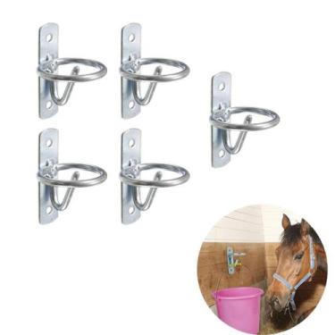 Imagem de 5 Gancho Parede Argolado  Aço Inox Pendurar Cabresto - vet