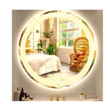 Imagem de Espelho jateado Redondo 60cm com LED quente - Woodglass