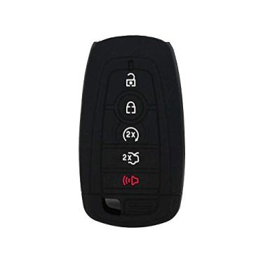 Imagem de SEGADEN capa protetora de silicone suporte de capa jaqueta de pele compatível com Ford 5 botões Smart Remote Key Fob CV4711 Preto
