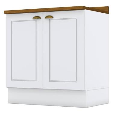 Imagem de Balcão 2 Portas 80 cm Nova York Branco com Tampo Nature – Henn