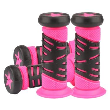 Imagem de Gladder 2 pares de punhos de guidão de bicicleta infantil de borracha universal para meninos e meninas bicicleta de equilíbrio de 12-20 polegadas (rosa, 95 mm)