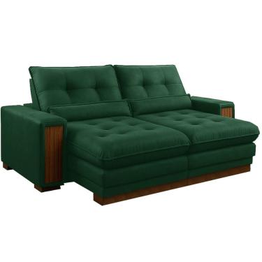 Imagem de Sofá New Santorini 4 Lugares Retrátil e Reclinável 250cm Tecido Veludo Kasacomigo Cor Verde