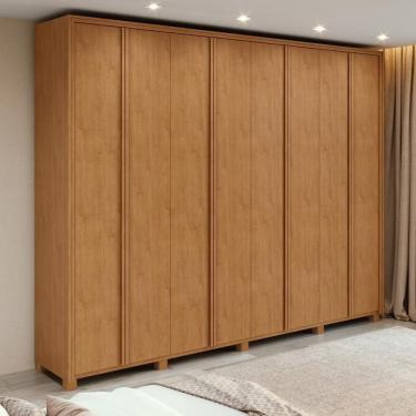 Imagem de Guarda-roupa Casal 100% Mdf 8 Portas Easy Glow Com Pés Amendoa Clean