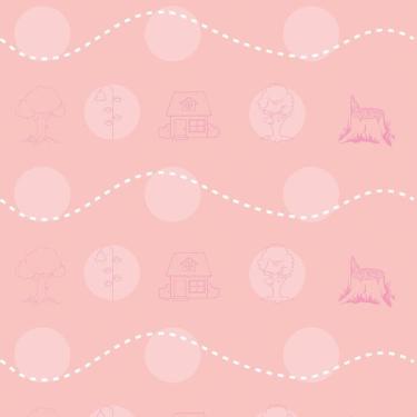 Imagem de Papel De Parede Arvore E Casa Fundo Rosa Quarto Infantil