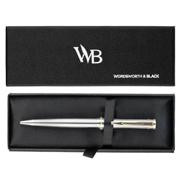 Imagem de Conjunto de canetas esferográficas Wordsworth e pretas de luxo – acabamento dourado 24 K, ponta fina recarregável, presente elegante para homens e mulheres, inclui refil de tinta, belas canetas para