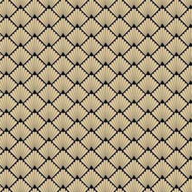 Imagem de Papel De Parede 10m Adesivo Decoração Moderno Retrô Dourado Preto