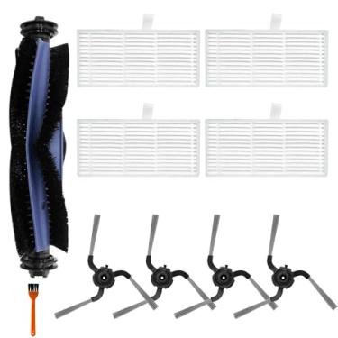 Imagem de Acessórios C10, peças de reposição compatíveis com aspirador de pó robô Eufy C10, 1 conjunto de escova principal, 4 filtros HEPA, 4 escovas laterais
