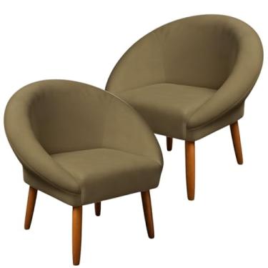 Imagem de 2 Cadeira Poltronas Resistente para Sala de Estar Reforçado Recepção de Clínica Pés Palito MOBLAN decor (Capuccino)