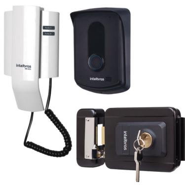 Imagem de Kit 1 Porteiro Interfone Ipr8010 + 1 Fechadura Fx1500 Preta Intelbras Ipr 8010 Fx 1500
