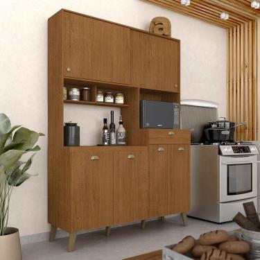 Imagem de Armário Kit De Cozinha Tiana Retro 6 Portas 1 Gaveta Freijó - M.a