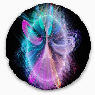 Imagem de Design Blue Fractal Vórtices of Energy' Floral Throw Round Sala de estar, Sofá, Travesseiro + Capa de almofada impressa em ambos os lados 40 cm