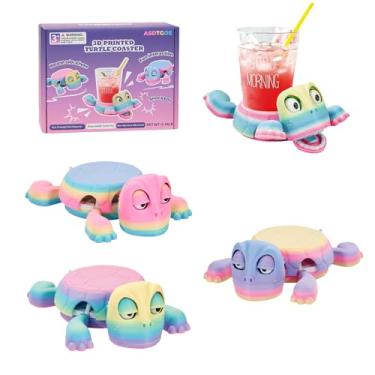 Imagem de ASDTGOE Porta-copos de tartaruga engraçados impressos em 3D - Porta-copos coloridos de tartaruga maluca brinquedos para alívio de estresse, decorações de mesa para casa, escritório, festa, peça única
