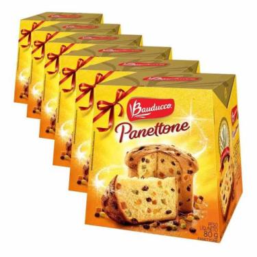Imagem de 6 Panetone Mini Bauducco 80G Tradicional, Panettone