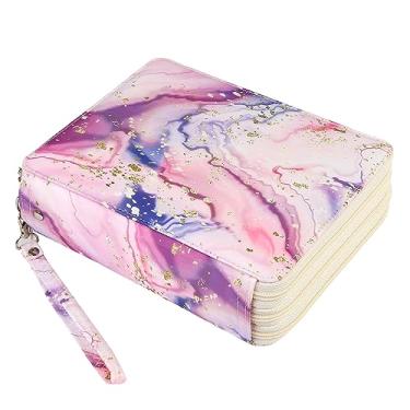 Imagem de Lbxgap Estojo organizador portátil de lápis de cor com 120 compartimentos com estampa para lápis de aquarela Prismacolor, lápis de cor Crayola, lápis Marco