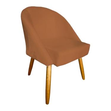 Imagem de Cadeira de Jantar Lua Veludo Premium com Pés Palito Madeira – Conforto e Estilo para Sala de Jantar ou Cozinha (Terracota)