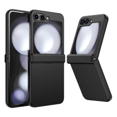 Imagem de Para samsung zflip5 moda pura dobradiça caso de telefone para samsung galaxy z flip 5 lente proteção híbrida capa traseira, preto, para sam z flip 5