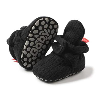 Imagem de Pantufas de inverno para bebês, meninos, meninas, quentes, felpudas, de lã, sola macia, primeiro andador, B1/preto, 12-18 Months Toddler