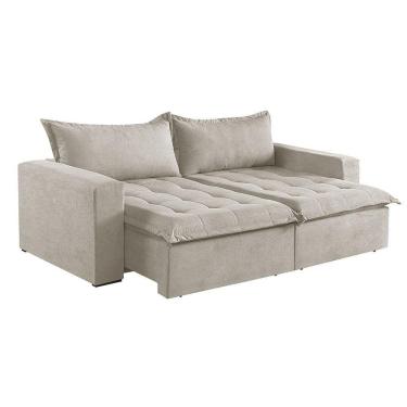 Imagem de Sofá Cama 2 Lugares Retrátil Reclinável M-184 Veludo Martins Creme