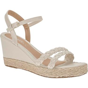 Imagem de Sandália Anabela Feminino Plataforma Corda Salto Médio (Off White, BR, Adulto, Numérico, 38)