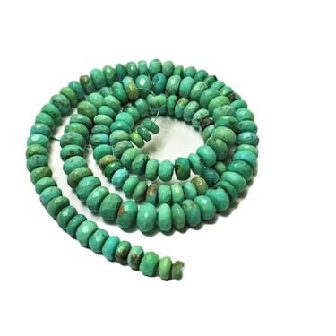 Imagem de Lady Works Fio de pedra natural turquesa Arizona de 33 cm, contas facetadas Rondelle de 4 a 8 mm para fazer joias DIY | Beads_01847