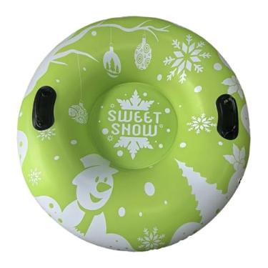 Imagem de KiBcsLic Boia inflável redonda de PVC espesso com 95 cm de diâmetro para adultos e crianças. Leve, multifuncional e com design de boneco de neve que evita, Verde