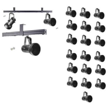 Imagem de Kit 19 Spot Trilho Perfilado Eletro calha Par20 Bulbo OL7 - Hiperlight