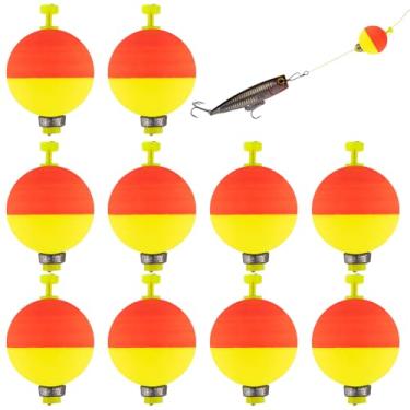 Imagem de Boias pequenas para pesca | Pacote com 10 boias de pressão - Boias de botão, formato oval de espuma EVA, suprimentos de pescador para truta robalo Panfish