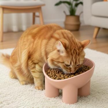 Imagem de Tigela de cachorro levantada com perna de elefante com suporte elevado angular para alimentação doméstica de animais de estimação, uso adulto, design de prato de várias pernas (rosa vermelho)