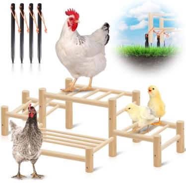 Imagem de Leinuosen 4 escadas grandes de galinhas para galinheiros e chocadeiras, barras de madeira de pinheiro com 4 pregos pretos de acampamento, acessórios de ginástica na selva de aves