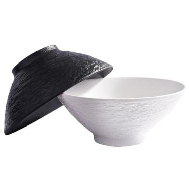 Imagem de Swlthwen Tigelas modernas de ramen de cerâmica, conjunto de 5 cm, preto e branco, tigela de sopa de macarrão estilo japonês