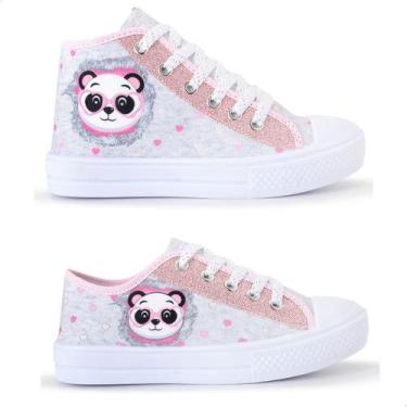 Imagem de Kit 2 Tênis Feminino Infantil Panda Botinha E Cano Curto - Lukys, Cinz