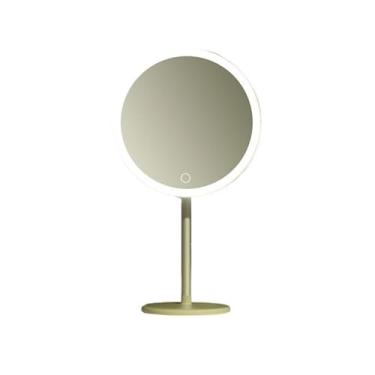 Imagem de Espelho retrovisor de LED espelho de beleza de mesa com luzes espelho de maquiagem refil de luz recarregável espelho de maquiagem espelho de maquiagem (verde)
