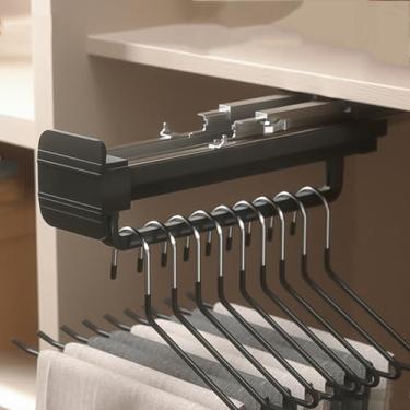 Imagem de Suporte de cabide resistente para calças – Organizador de varão de manobrista de armário, trilho deslizante de armazenamento de roupas de aço para calças, toalhas e acessórios de guarda-roupa