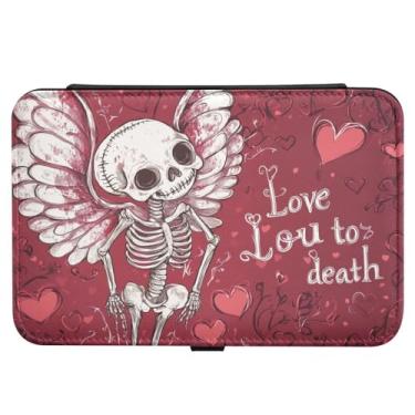 Imagem de Burbuja Caixa de joias de viagem de cupido esqueleto de dia dos namorados para mulheres e meninas, organizador de joias portátil de couro PU para brincos, anéis, colares e pulseiras