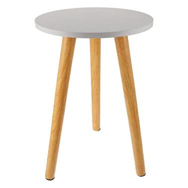 Imagem de Mesa de centro simples moderna de madeira pequena mesa de centro sala de estar mesa de centro mini mesa redonda sofá mesa lateral mesa de chá mesas centrais (cor: mesa de disco branco)