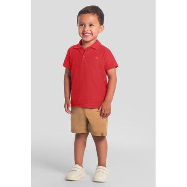 Imagem de Camisa polo infantil menino canelada Brandili, 10, Vermelho