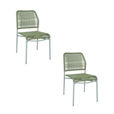 Imagem de Kit com 2 Cadeiras em Aço Carbono e Corda Náutica para Área Externa Leme Verde