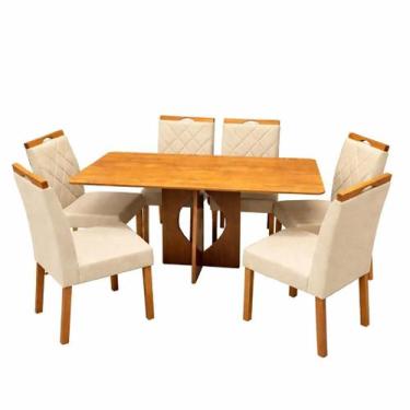 Imagem de Mesa de Jantar Madrid Dubai 160x80cm Sem Vidro e 6 Cadeiras California