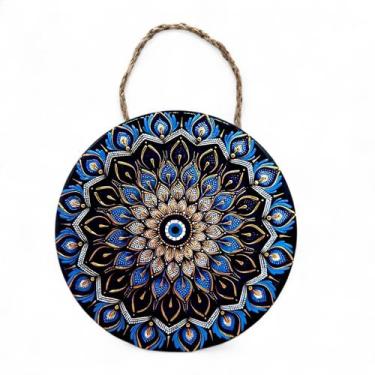 Imagem de Enfeite de Parede Olho Grego Floral Detalhes em Dourado 22cm - Flash
