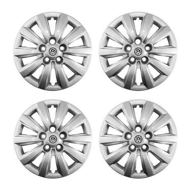 Imagem de Jogo Calota Aro 14 Vw Fox Polo 2014 2015 Prata + Emblema Resinado - GF