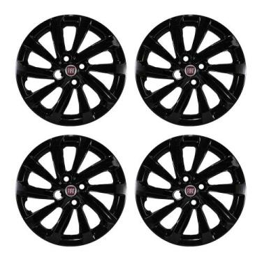 Imagem de Jogo Calota Preta Brilhante Aro 15 Fiat Strada modelo 2021 emblema res